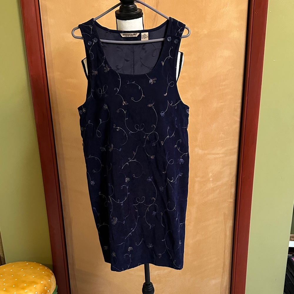 Elegant Navy Blue Embroidered Dress